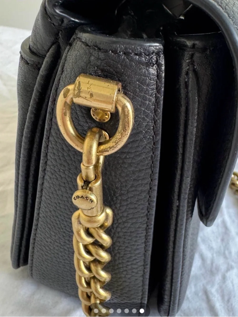 Coach Cassie 19 bag Black Pebbled Leather purse 3 strap optional Gold Chain